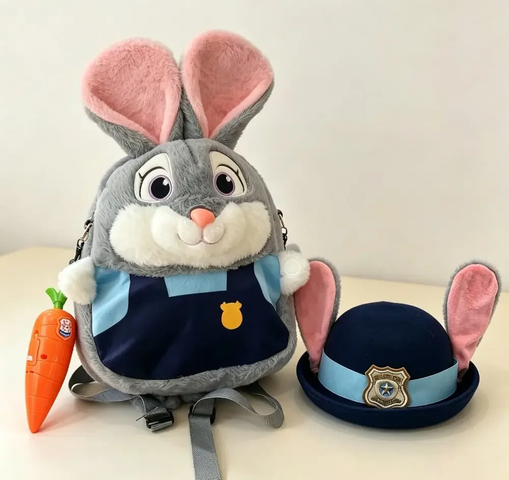 Zootopia Bunny Cosplay Kit: Police Hat, Carrot Recorder Pen & Rabbit Backpack